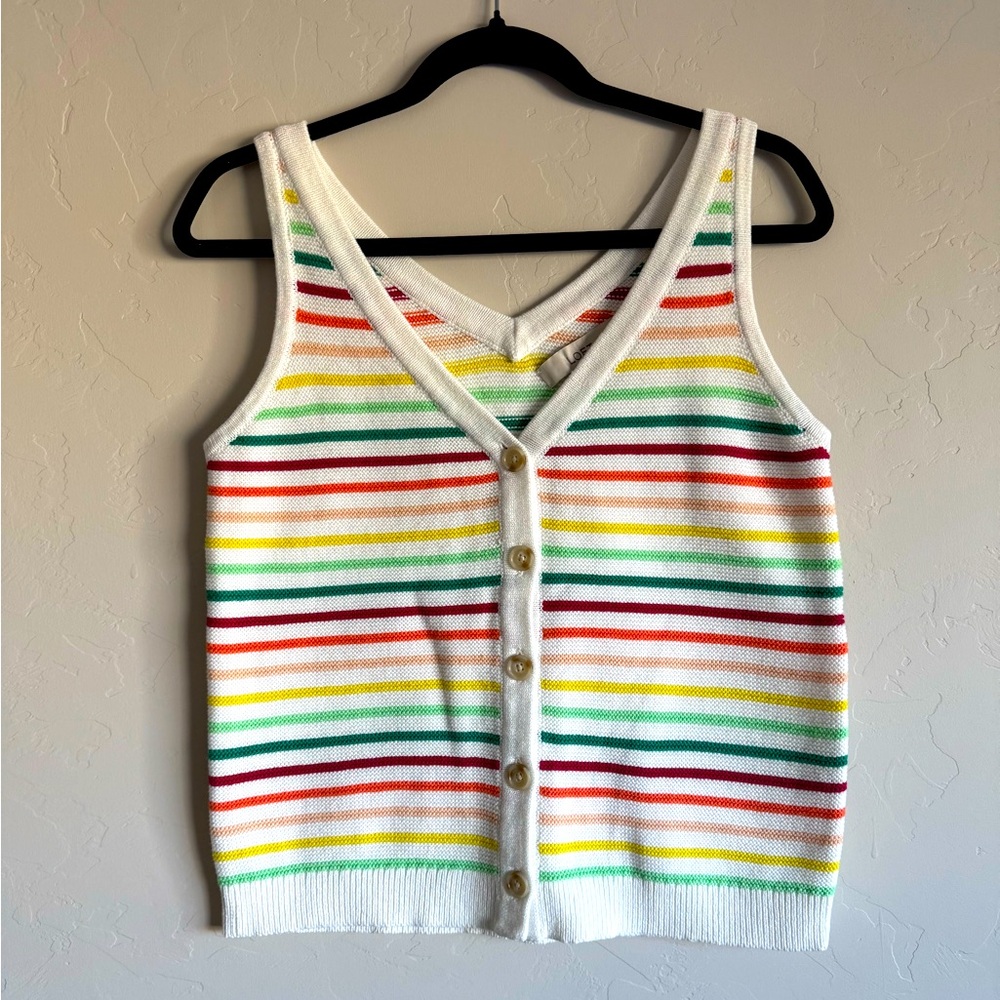 LOFT Stripped Sweater Tank Top Botton Front - Size M
